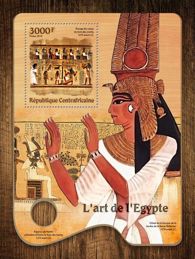 Egypt art - Issue of Central African republic postage stamps