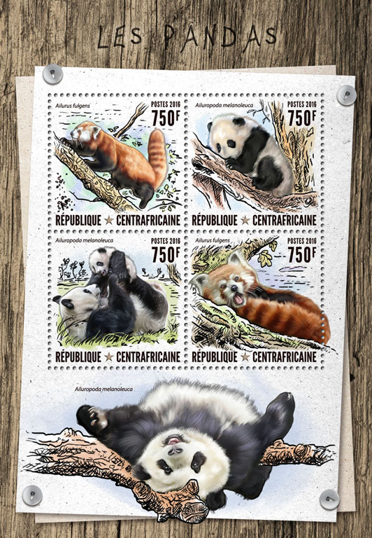 Pandas - Issue of Central African republic postage stamps