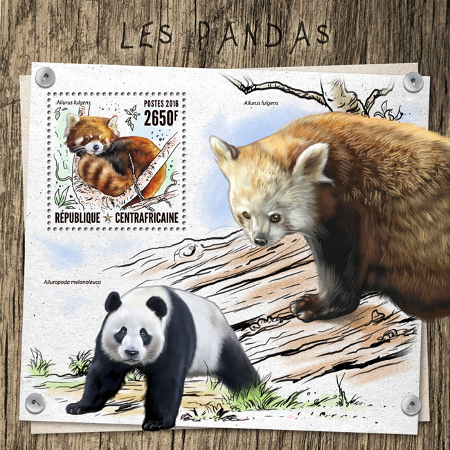 Pandas - Issue of Central African republic postage stamps
