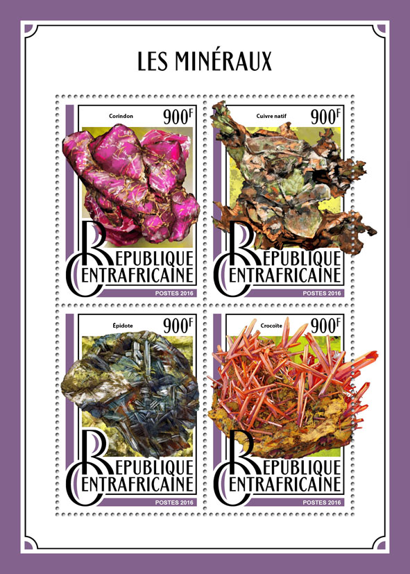 Minerals - Issue of Central African republic postage stamps