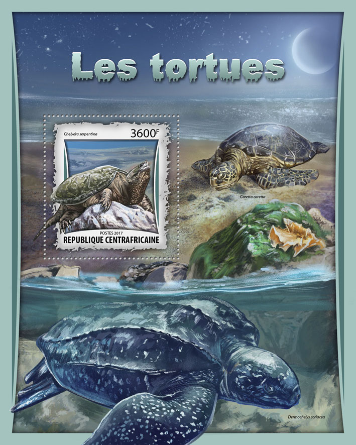 Turtles - Issue of Central African republic postage stamps