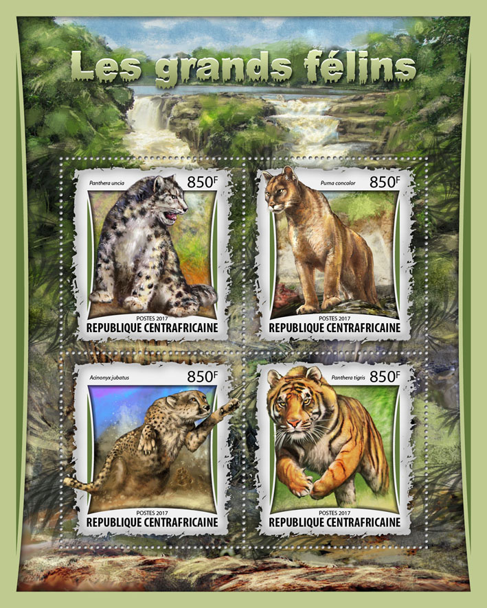 Big cats - Issue of Central African republic postage stamps