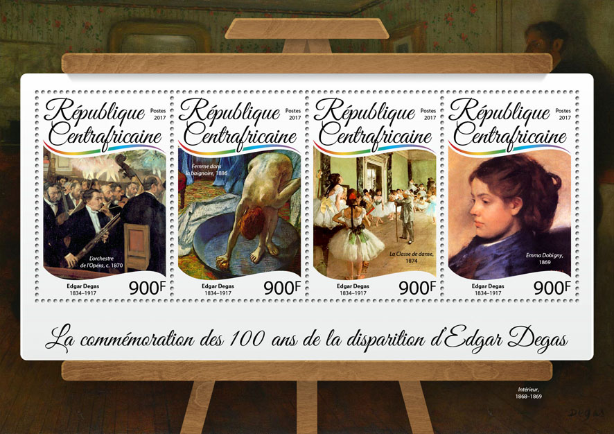 Edgar Degas - Issue of Central African republic postage stamps