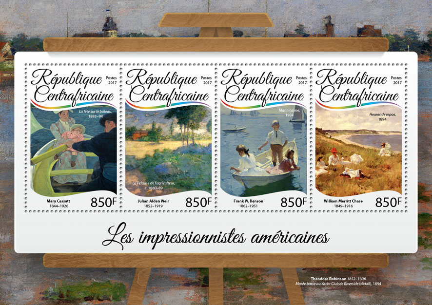 American impressionists - Issue of Central African republic postage stamps