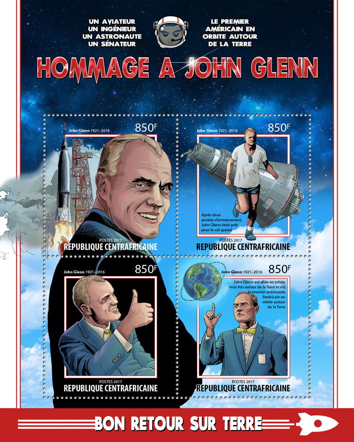 John Glenn - Issue of Central African republic postage stamps