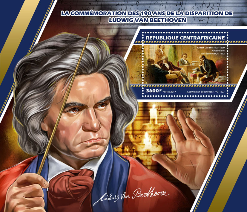 Ludwig van Beethoven - Issue of Central African republic postage stamps