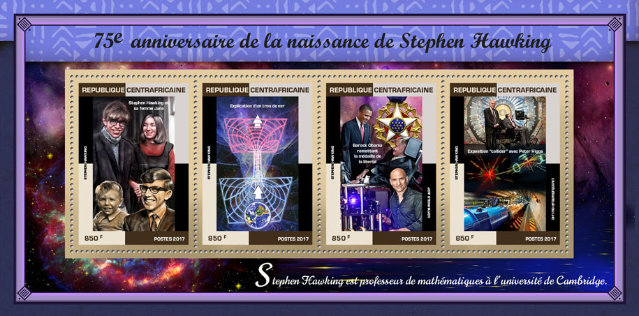 Stephen Hawking - Issue of Central African republic postage stamps