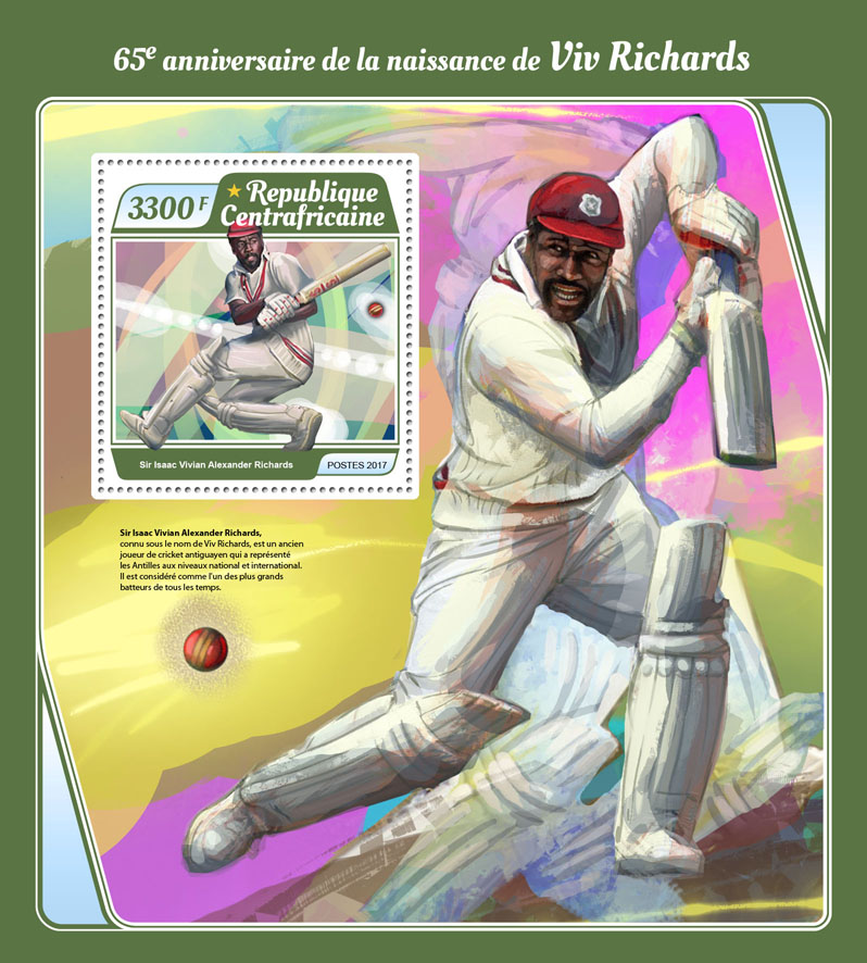 Viv Richards - Issue of Central African republic postage stamps