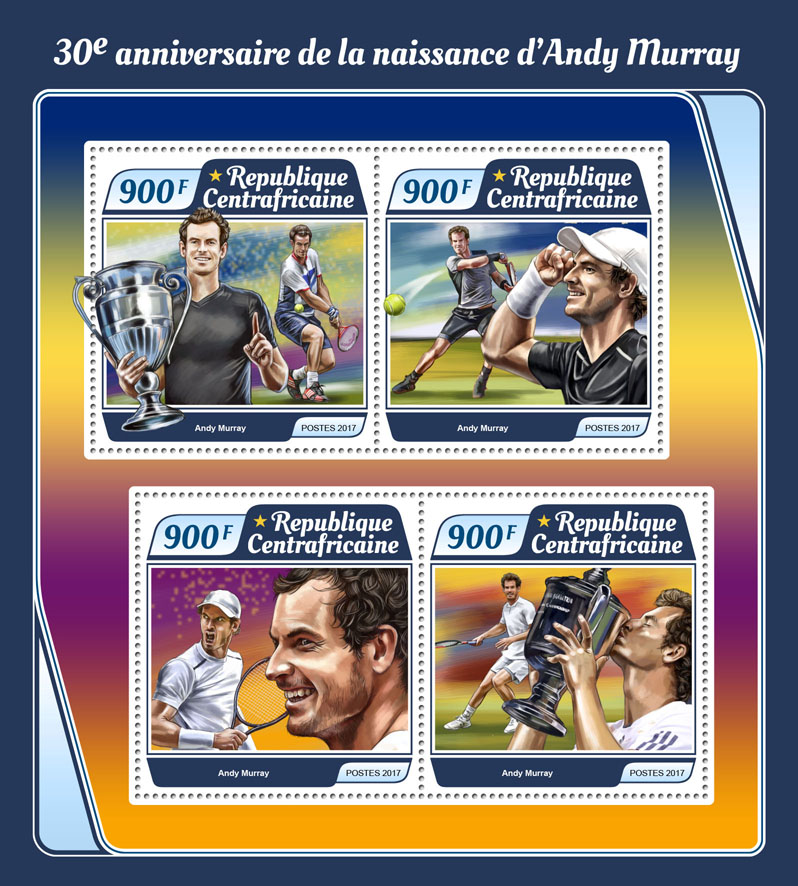 Andy Murray - Issue of Central African republic postage stamps