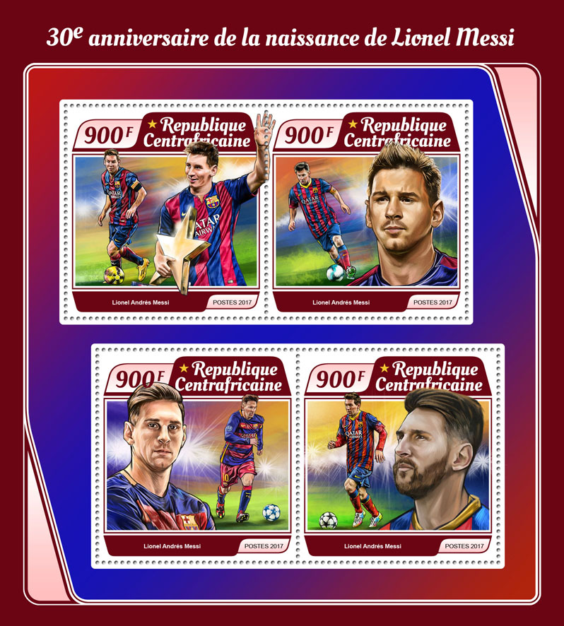 Lionel Messi - Issue of Central African republic postage stamps