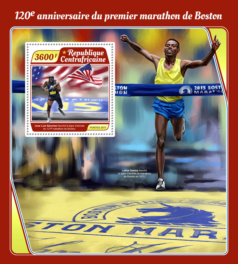 Boston marathon - Issue of Central African republic postage stamps