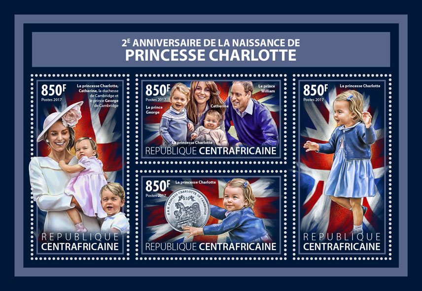 Princess Charlotte - Issue of Central African republic postage stamps