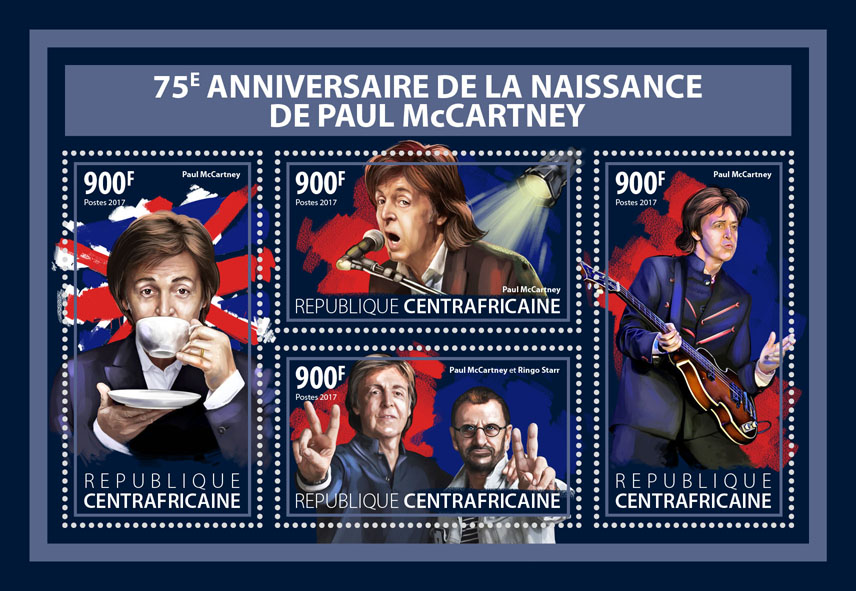 Paul McCartney - Issue of Central African republic postage stamps