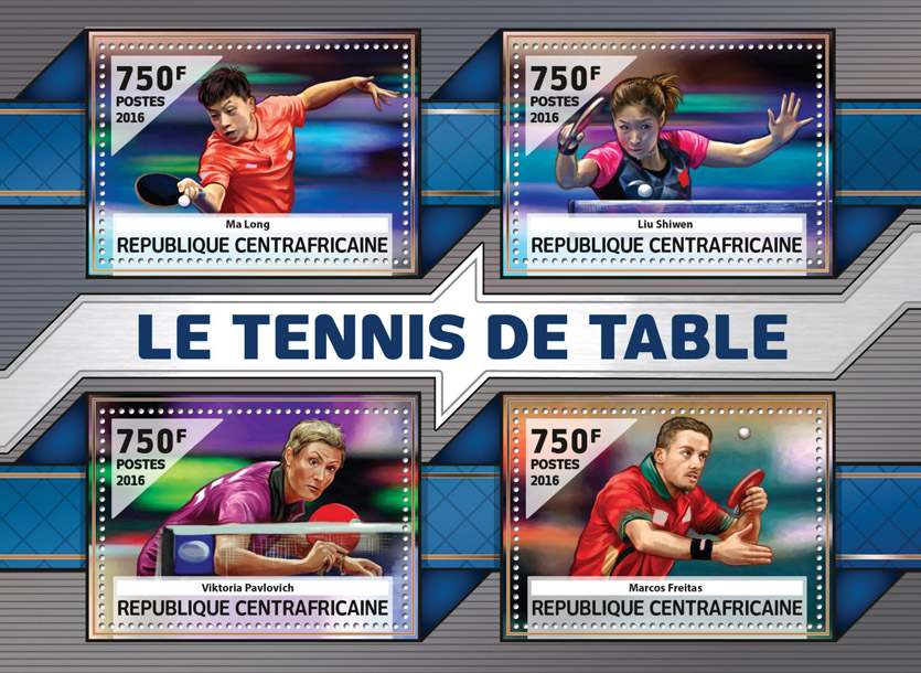 Table tennis - Issue of Central African republic postage stamps