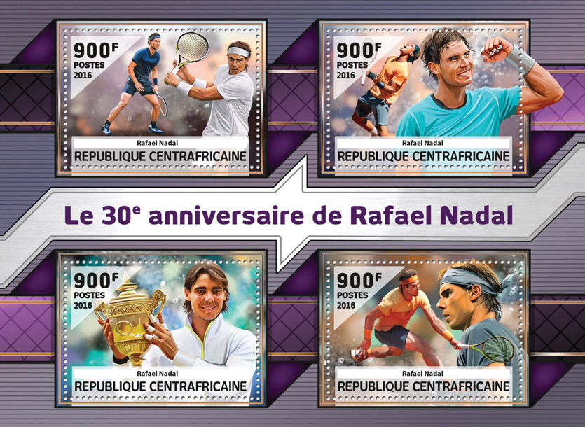 Rafael Nadal - Issue of Central African republic postage stamps