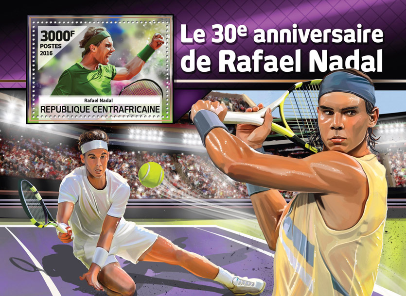 Rafael Nadal - Issue of Central African republic postage stamps