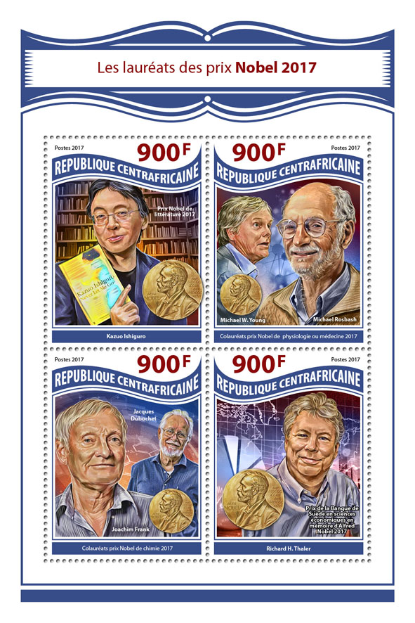 Nobel Prize 2017 - Issue of Central African republic postage stamps