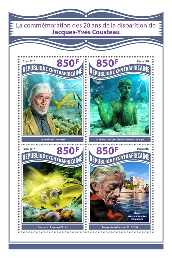 Jacques-Yves Cousteau - Issue of Central African republic postage stamps