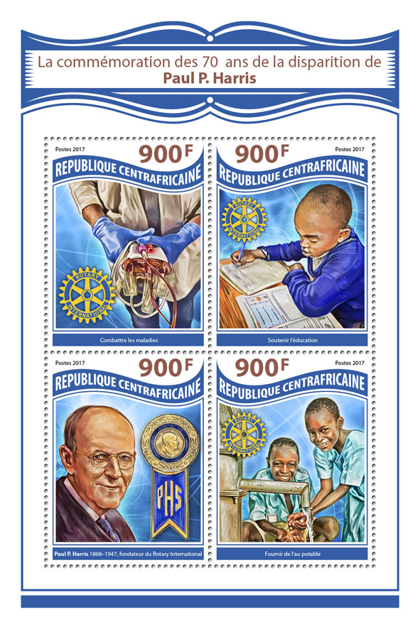 Paul P. Harris - Issue of Central African republic postage stamps