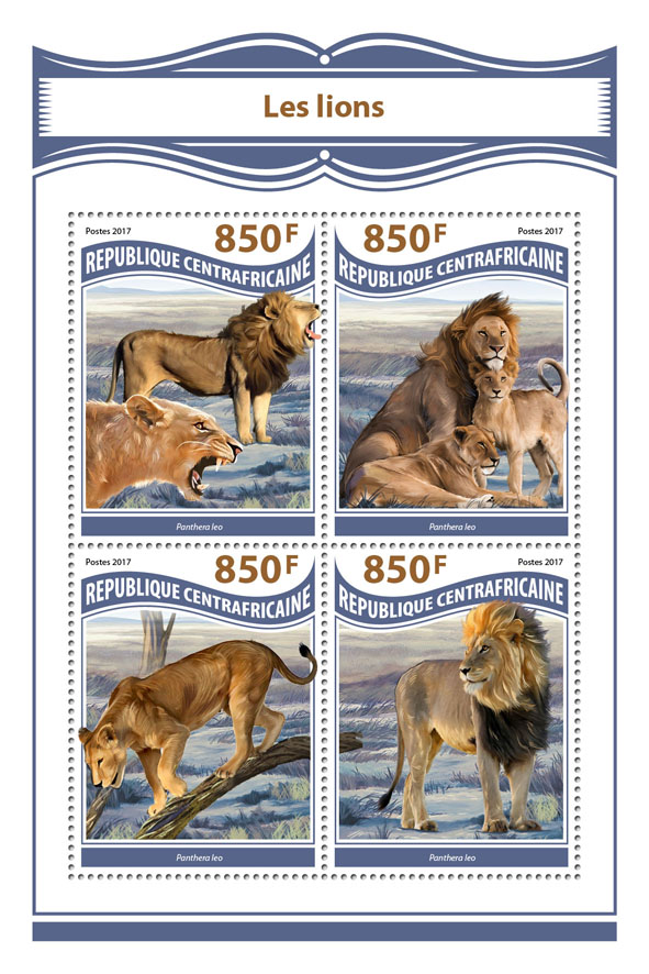 Lions - Issue of Central African republic postage stamps