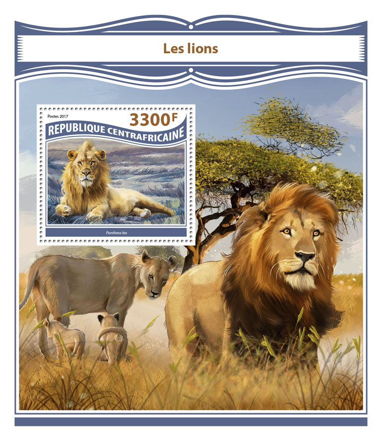 Lions - Issue of Central African republic postage stamps