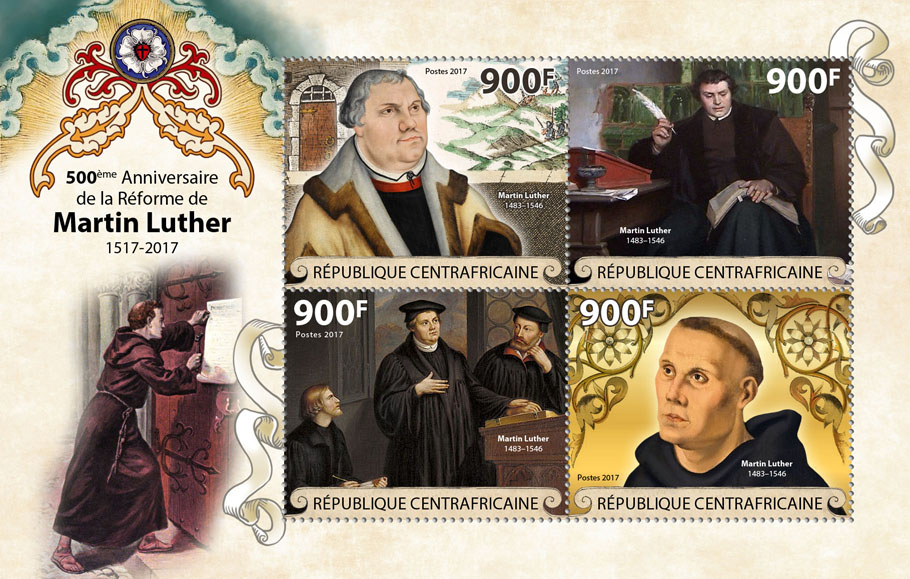 Reformation of Martin Luther - Issue of Central African republic postage stamps