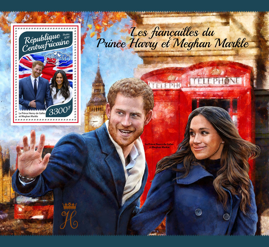 Prince Harry and Meghan Markle - Issue of Central African republic postage stamps