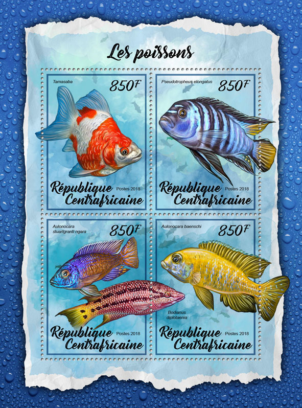 Fishes - Issue of Central African republic postage stamps