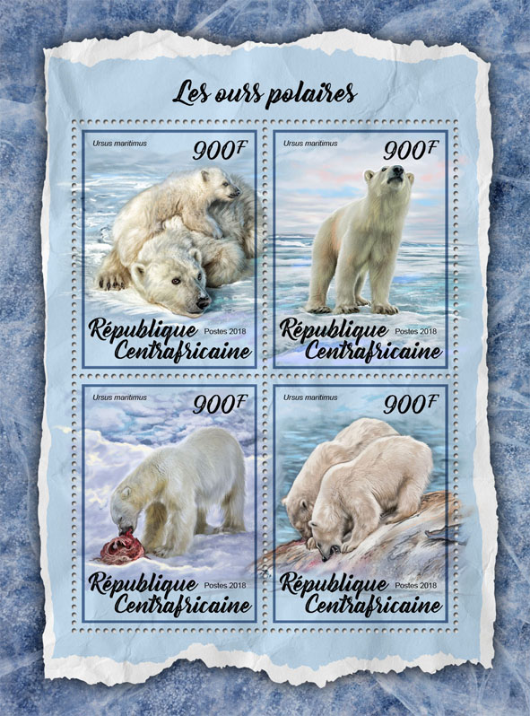 Polar bears - Issue of Central African republic postage stamps