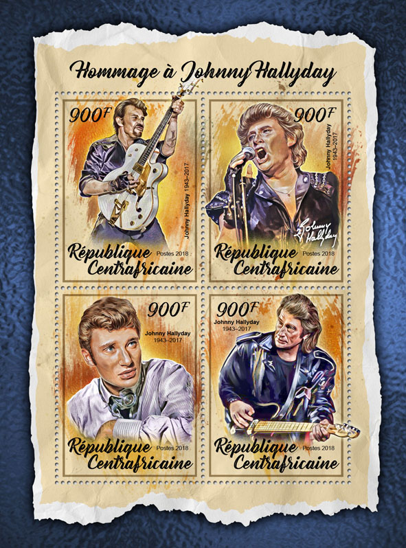 Johnny Hallyday - Issue of Central African republic postage stamps