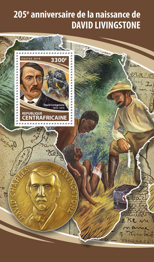 David Livingstone - Issue of Central African republic postage stamps