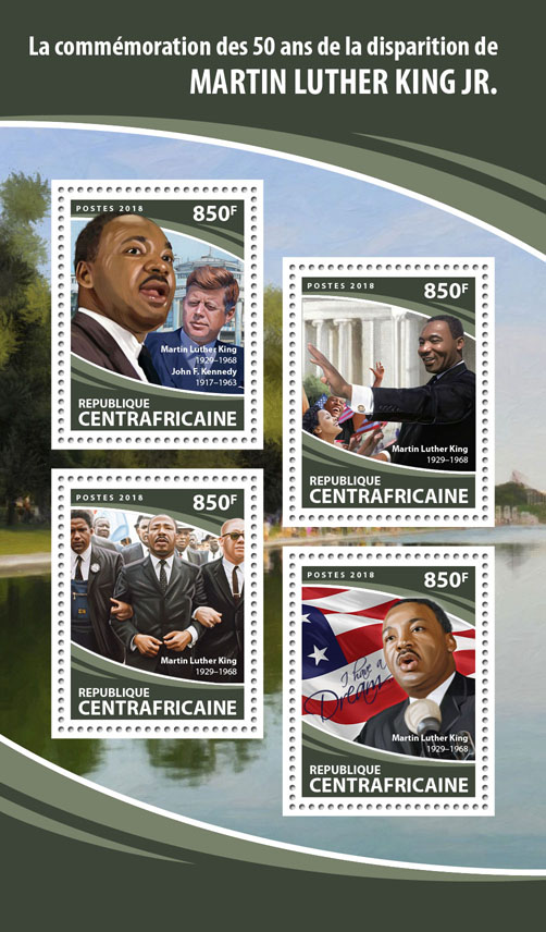 Martin Luther King Jr. - Issue of Central African republic postage stamps