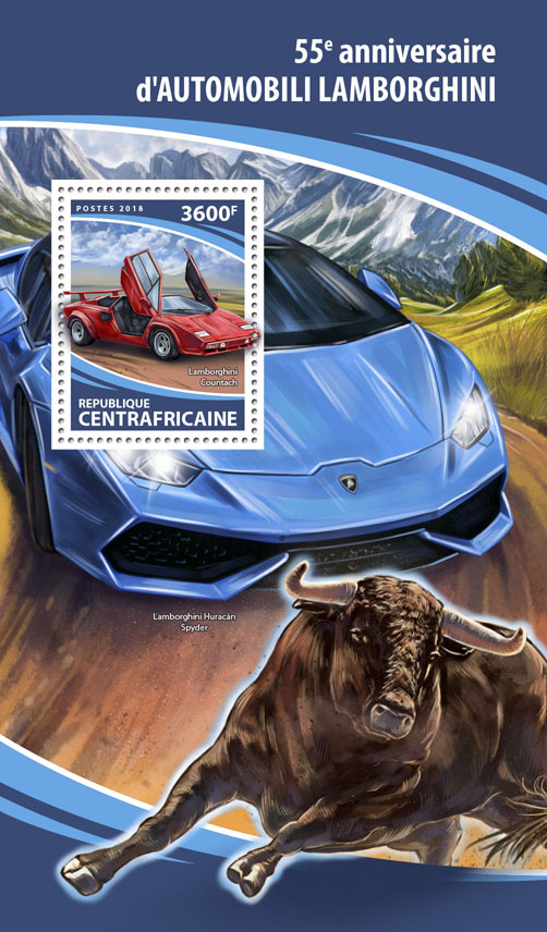 Lamborghini - Issue of Central African republic postage stamps