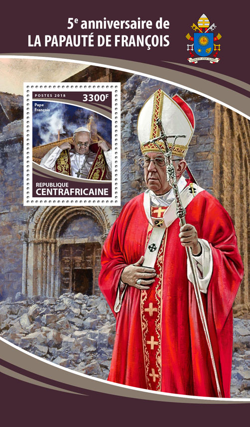 Pope Francis - Issue of Central African republic postage stamps