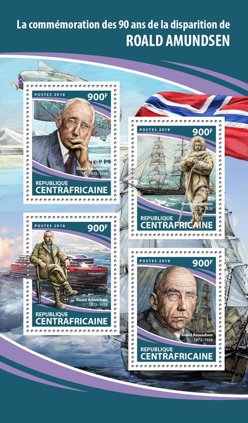 Roald Amundsen - Issue of Central African republic postage stamps