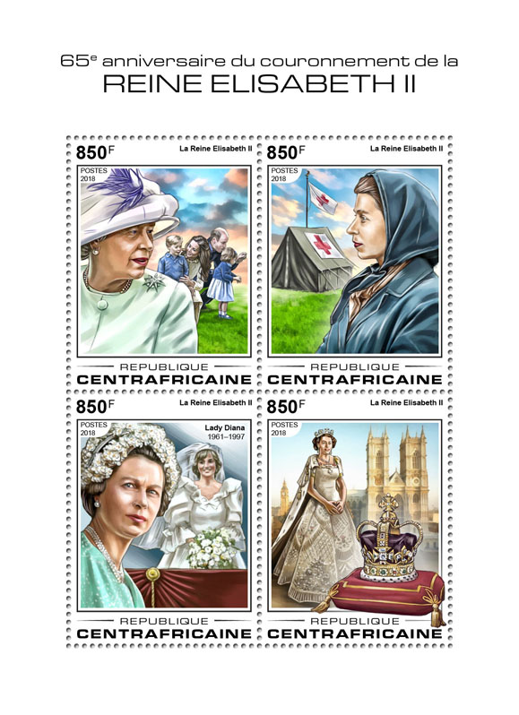 Queen Elizabeth II - Issue of Central African republic postage stamps