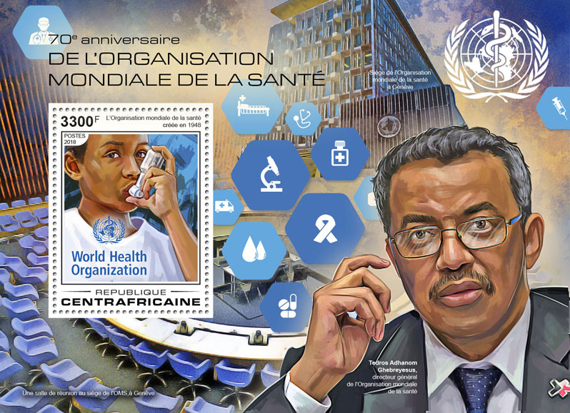World Health Organization - Issue of Central African republic postage stamps