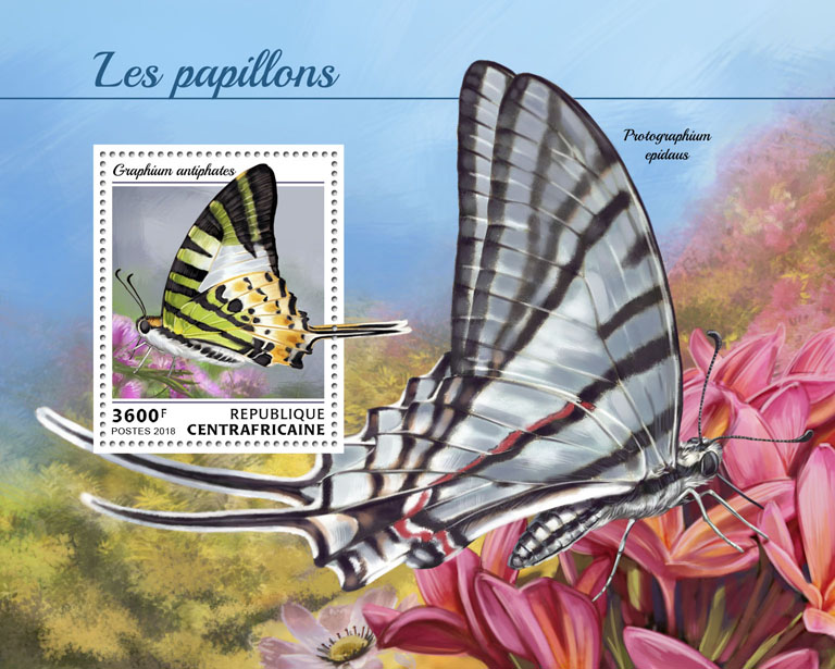 Butterflies - Issue of Central African republic postage stamps