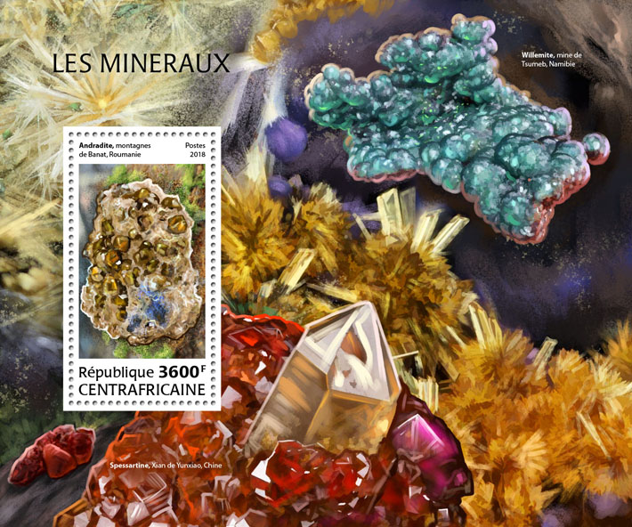 Minerals - Issue of Central African republic postage stamps