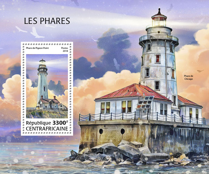 Lighthouses - Issue of Central African republic postage stamps