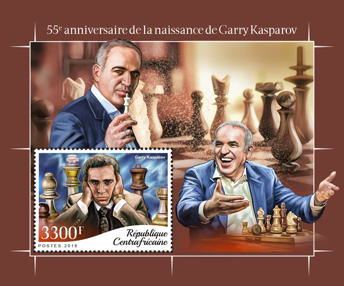 Garry Kasparov - Issue of Central African republic postage stamps