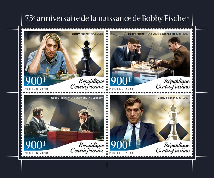 Bobby Fischer - Issue of Central African republic postage stamps