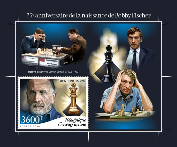 Bobby Fischer - Issue of Central African republic postage stamps