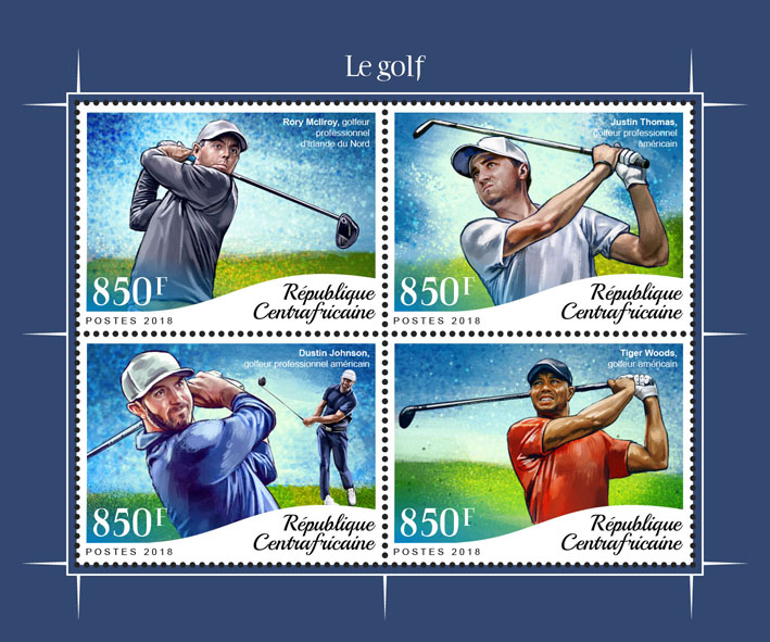 Golf - Issue of Central African republic postage stamps