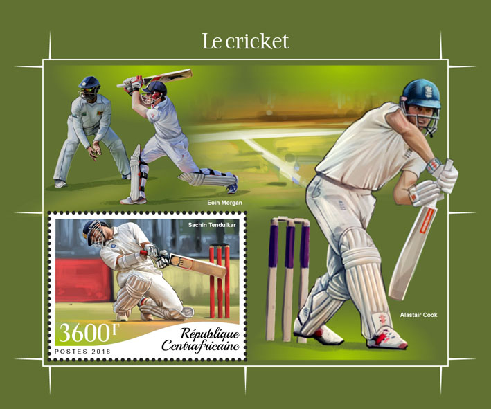 Cricket - Issue of Central African republic postage stamps