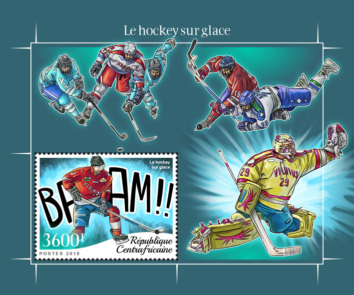 Ice hockey - Issue of Central African republic postage stamps
