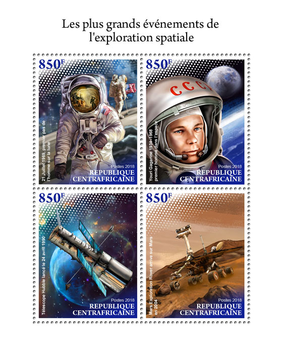 Space exploration - Issue of Central African republic postage stamps