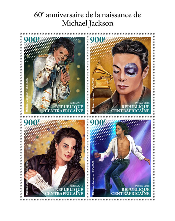 Michael Jackson - Issue of Central African republic postage stamps