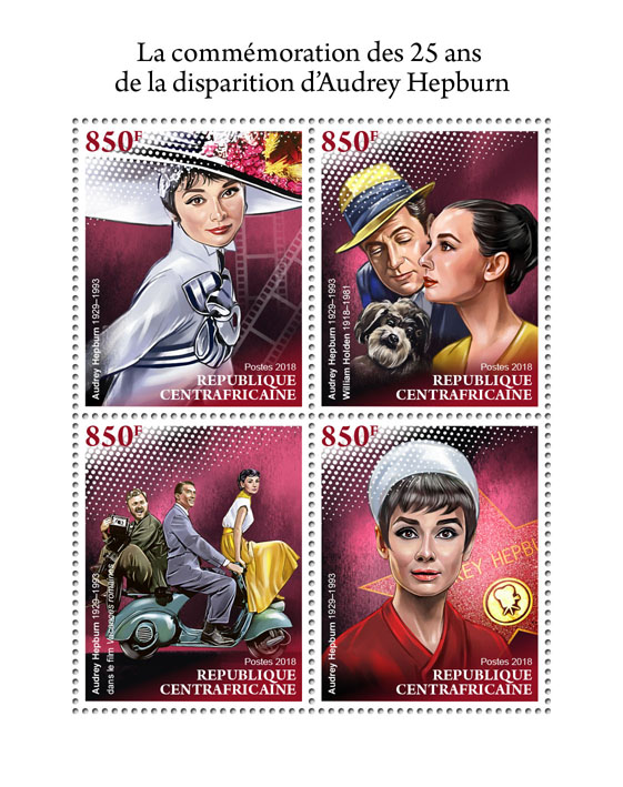 Audrey Hepburn - Issue of Central African republic postage stamps