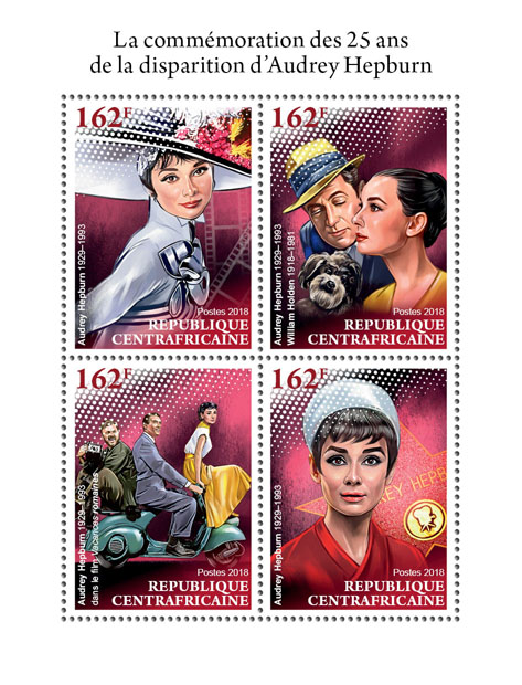 Audrey Hepburn - Issue of Central African republic postage stamps